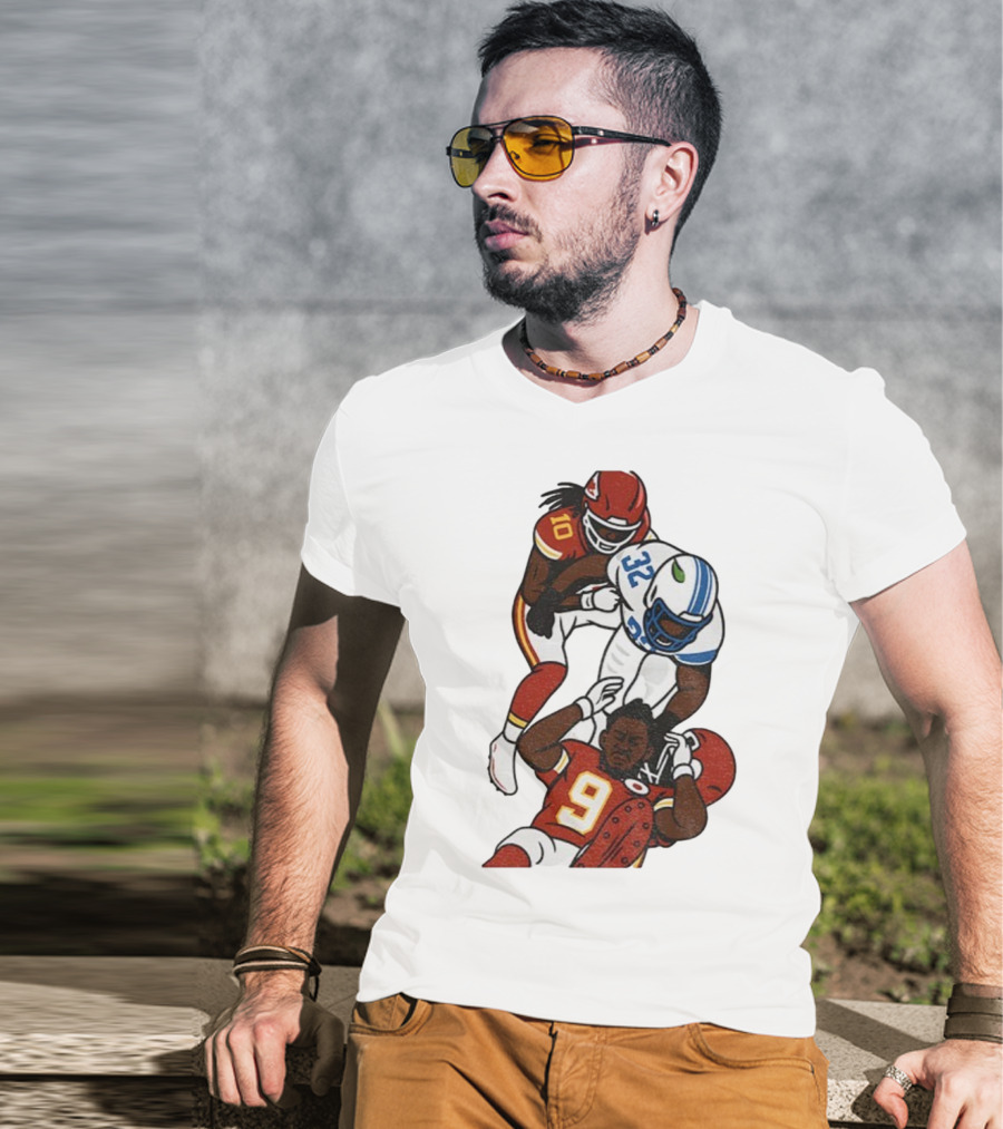 Brian Branch Tackle On Juju Smith-Schuster Detroit Lions Chiefs Football Art T-Shirt