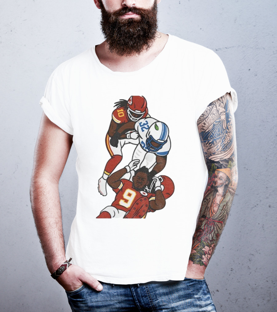 Brian Branch Tackle On Juju Smith-Schuster Detroit Lions Chiefs Football Art T-Shirt