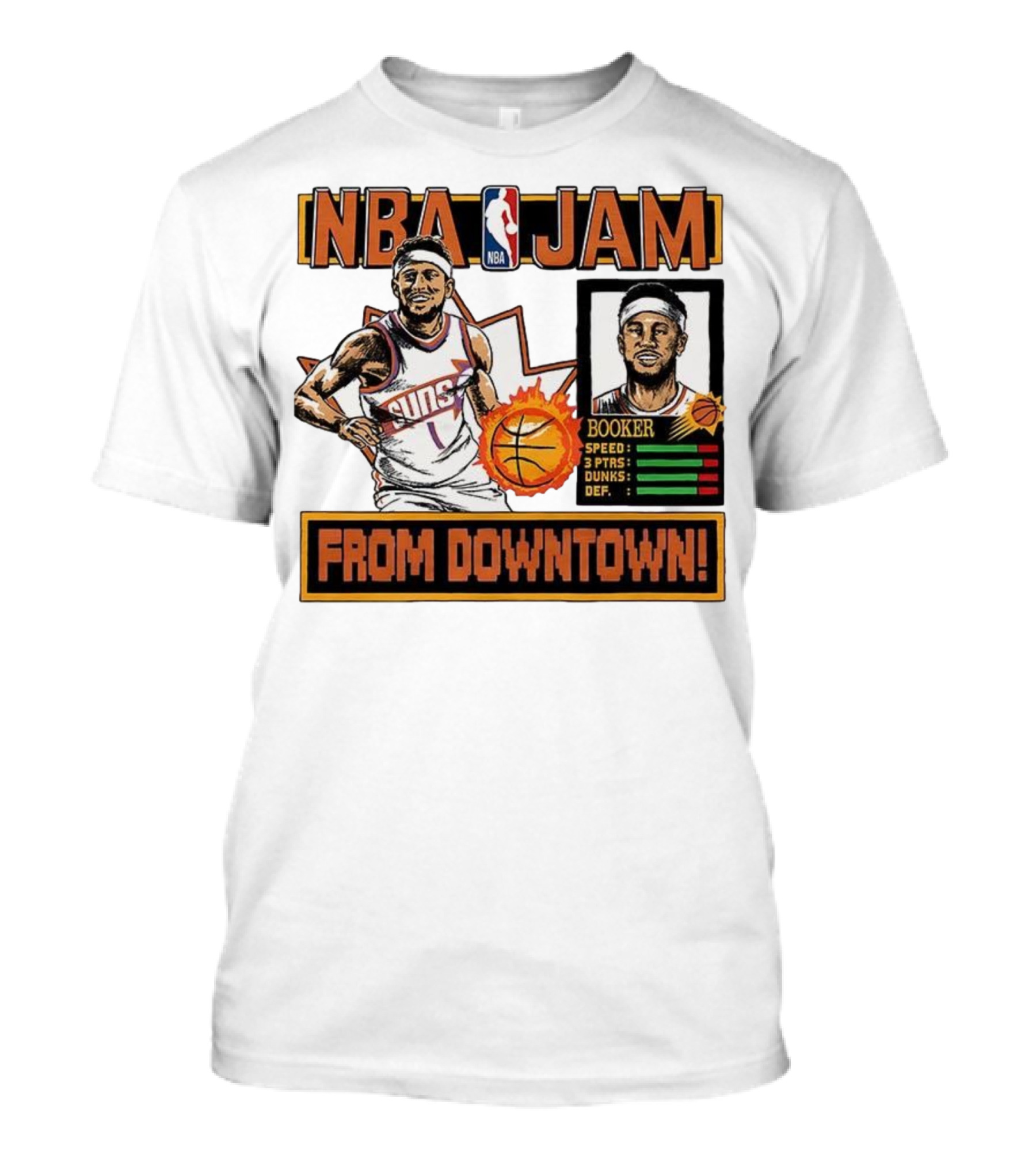 NBA Jam Devin Booker Suns From Downtown Classic Video Game T-Shirt