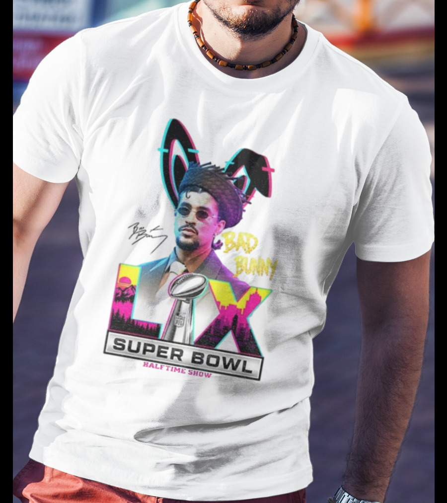 Bad Bunny Super Bowl LVI Halftime Show Signature NFL Icon T-Shirt