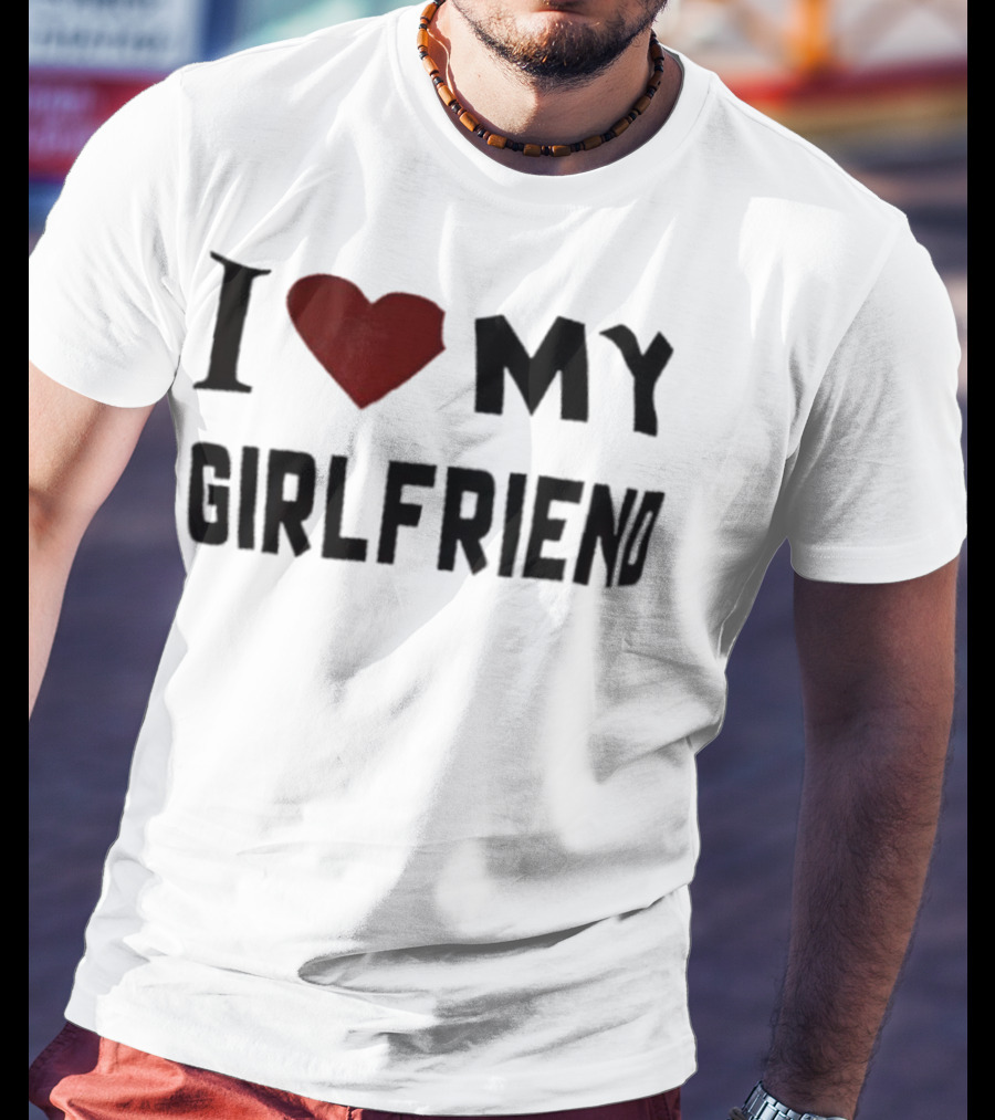 I Love My Girlfriend Heart Red T-Shirt