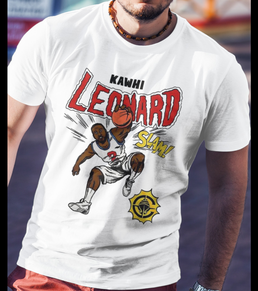 Kawhi Leonard Clippers Slam Comic Book Style Dunk Action T-Shirt