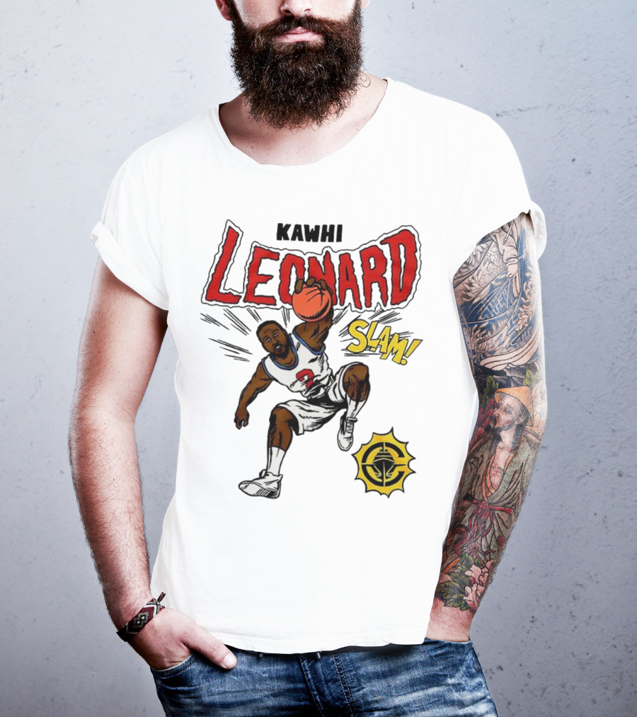 Kawhi Leonard Clippers Slam Comic Book Style Dunk Action T-Shirt