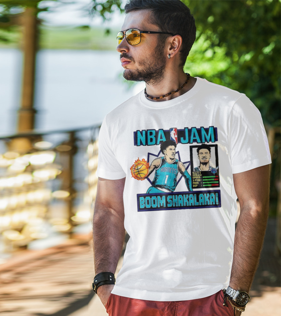 NBA Jam LaMelo Ball Charlotte Hornets Boom Shakalaka Classic Video Game T-Shirt