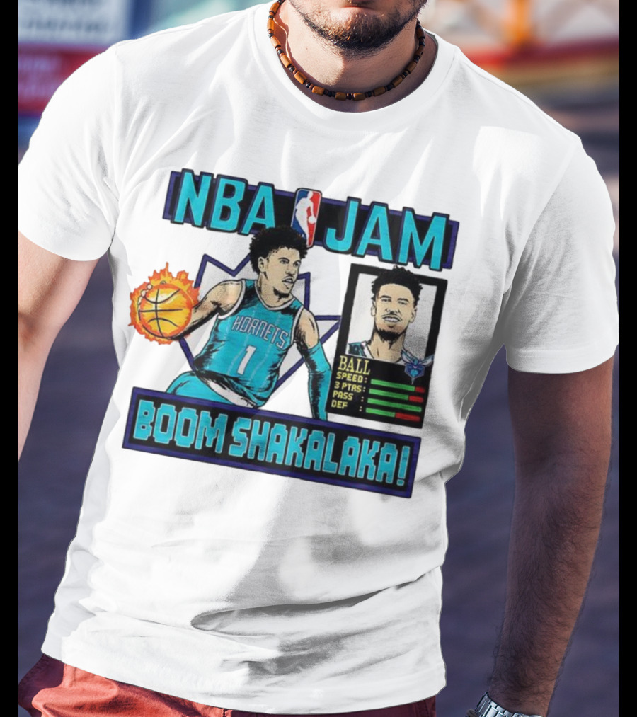 NBA Jam LaMelo Ball Charlotte Hornets Boom Shakalaka Classic Video Game T-Shirt