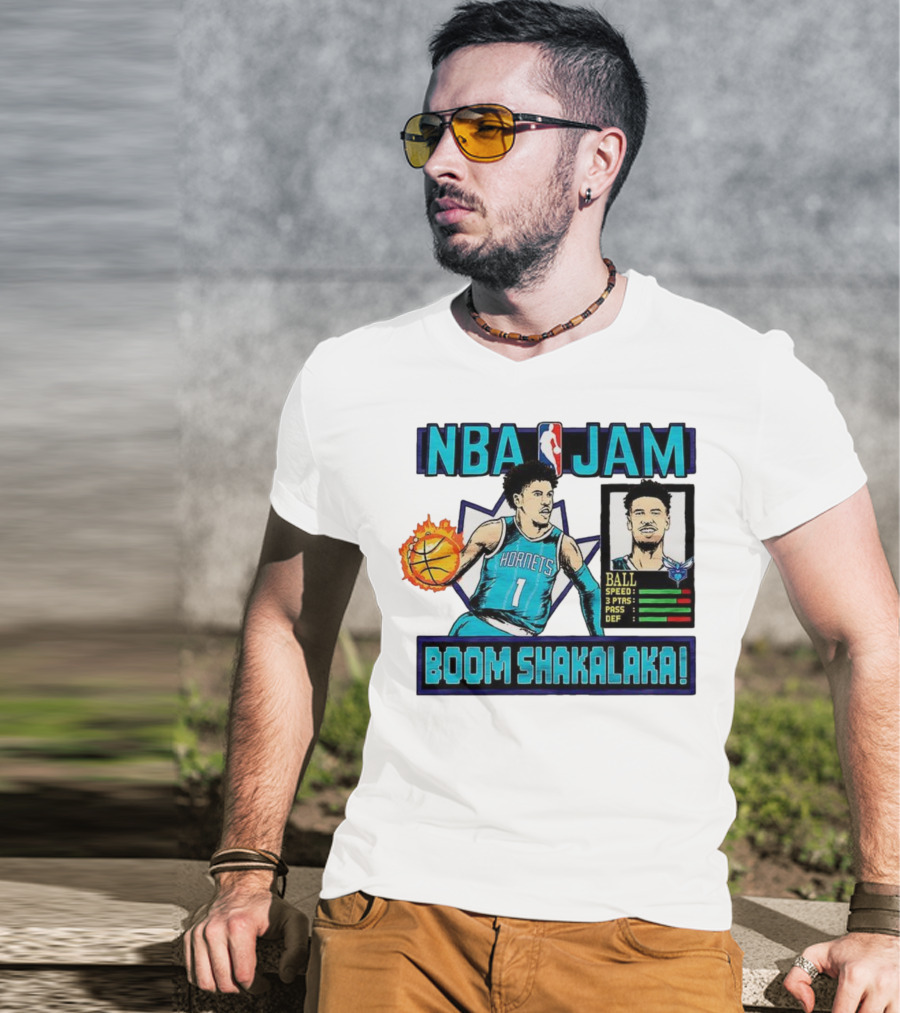 NBA Jam LaMelo Ball Charlotte Hornets Boom Shakalaka Classic Video Game T-Shirt