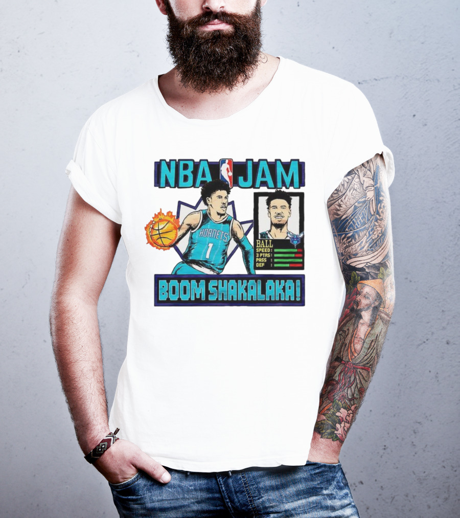 NBA Jam LaMelo Ball Charlotte Hornets Boom Shakalaka Classic Video Game T-Shirt