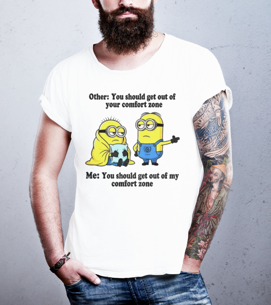 Minion Comfort Zone Quote With Blanket And Pajamas T-Shirt