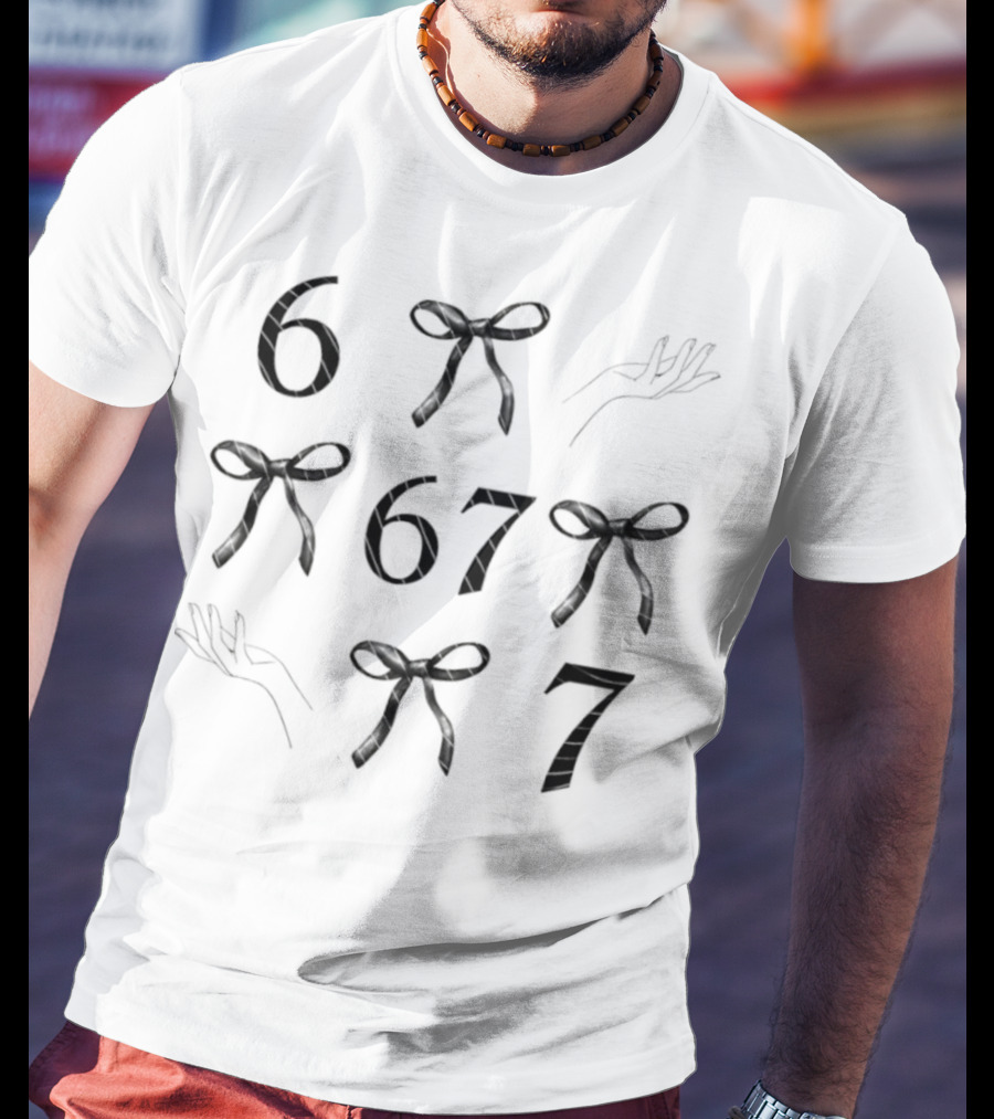 Six Seven 67 Bow Pattern Meme T-Shirt