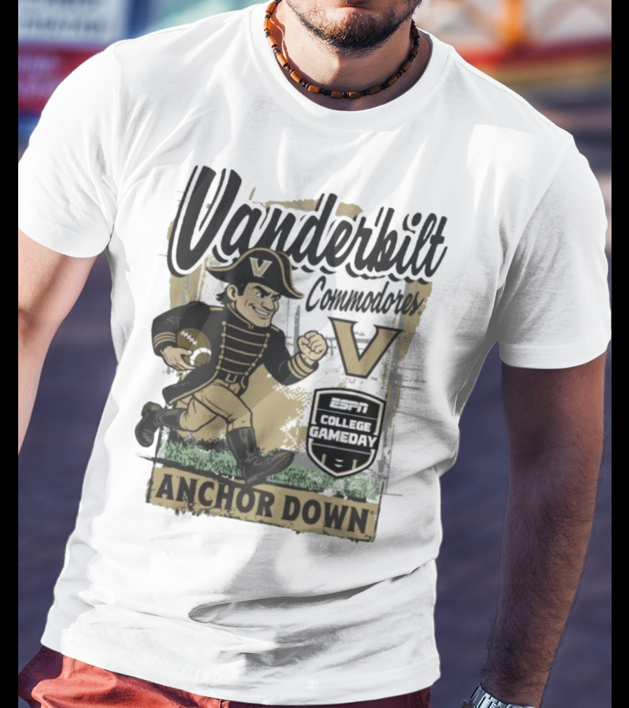 Vanderbilt Commodores Anchor Down ESPN College Gameday 2025 Mascot T-Shirt