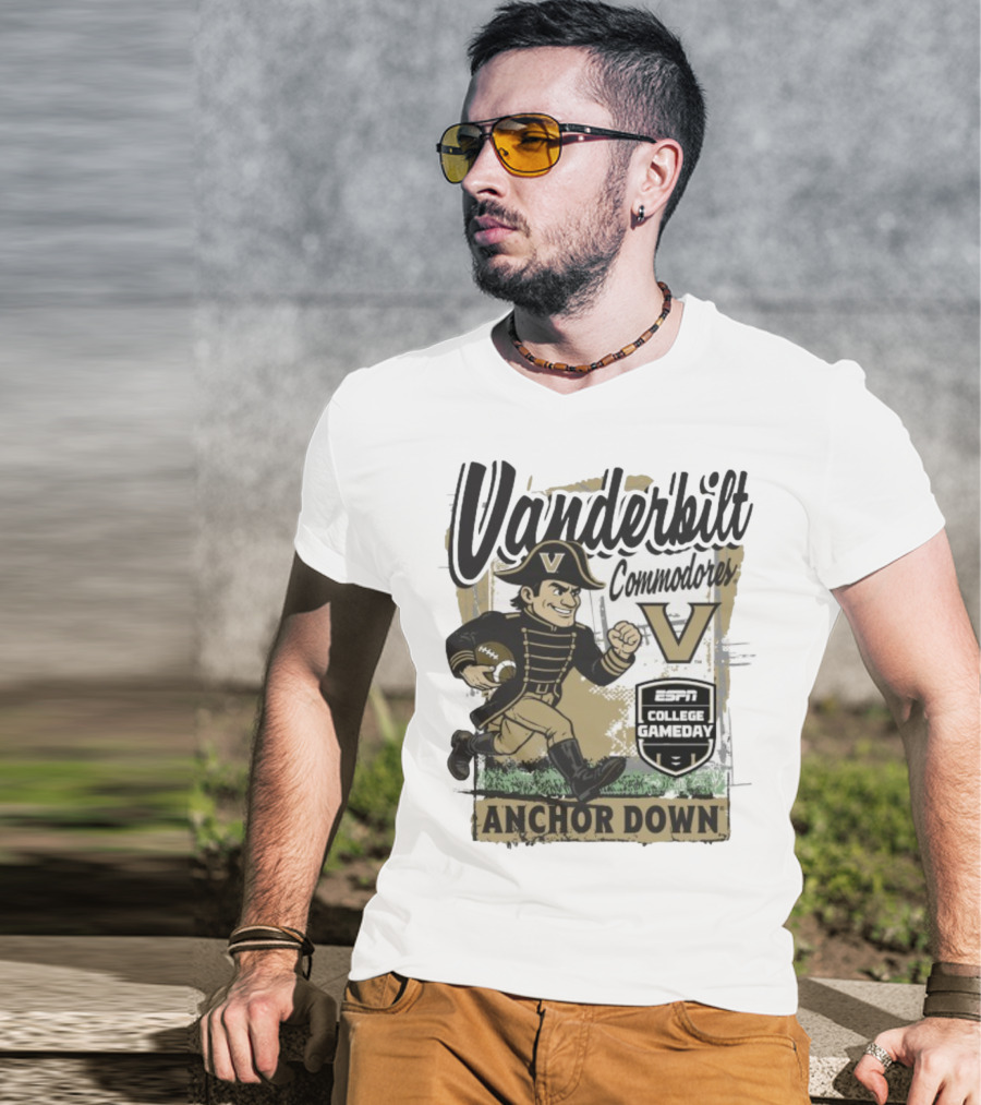 Vanderbilt Commodores Anchor Down ESPN College Gameday 2025 Mascot T-Shirt