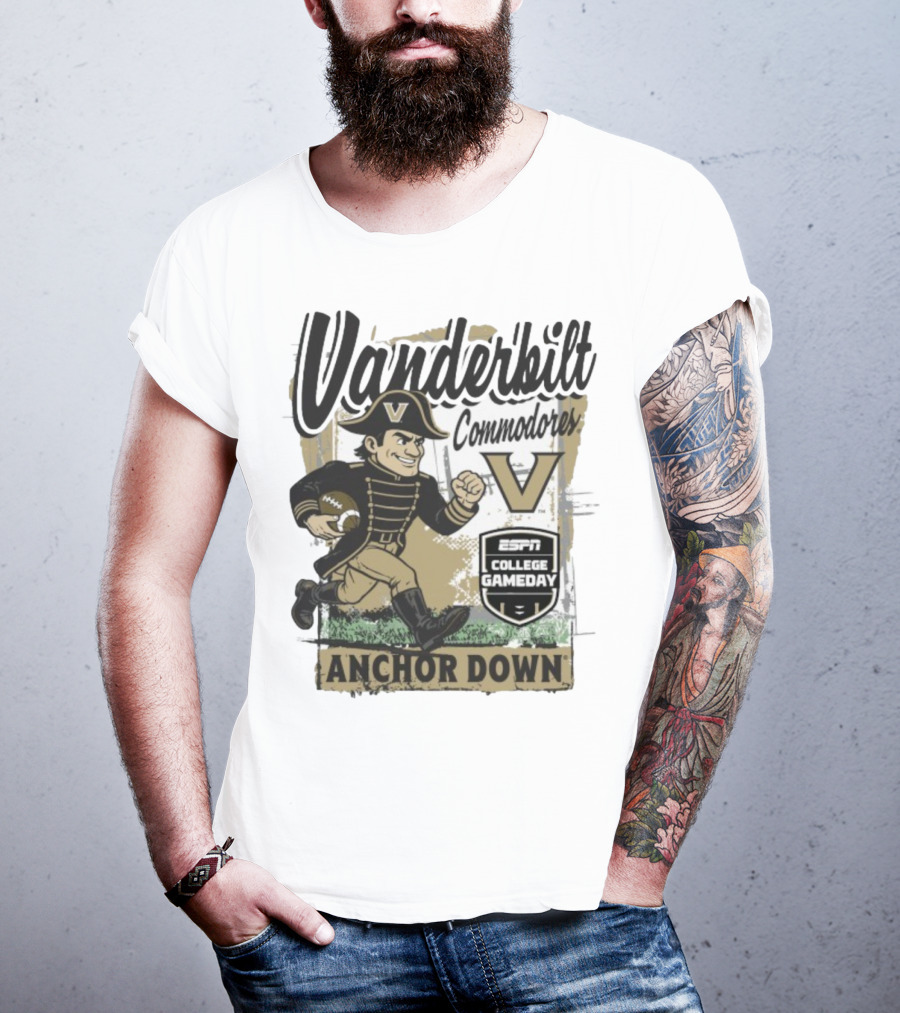 Vanderbilt Commodores Anchor Down ESPN College Gameday 2025 Mascot T-Shirt