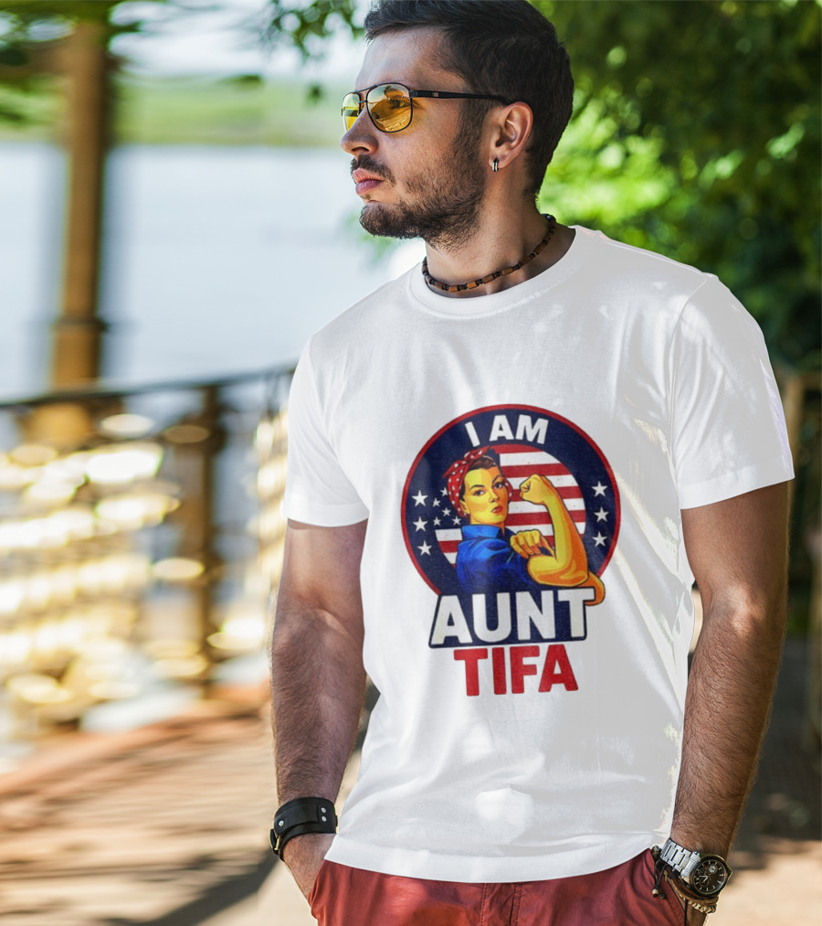 I Am Aunt Tifa Feminist Vintage American Flag T-Shirt