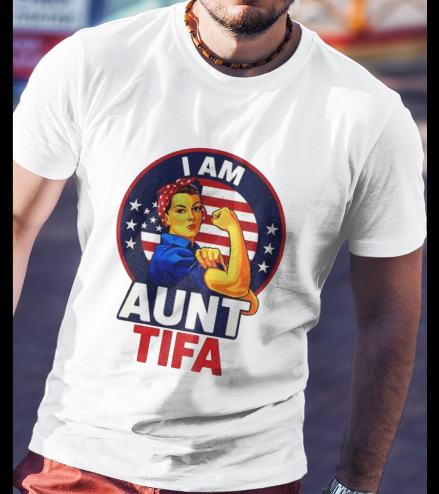I Am Aunt Tifa Feminist Vintage American Flag T-Shirt