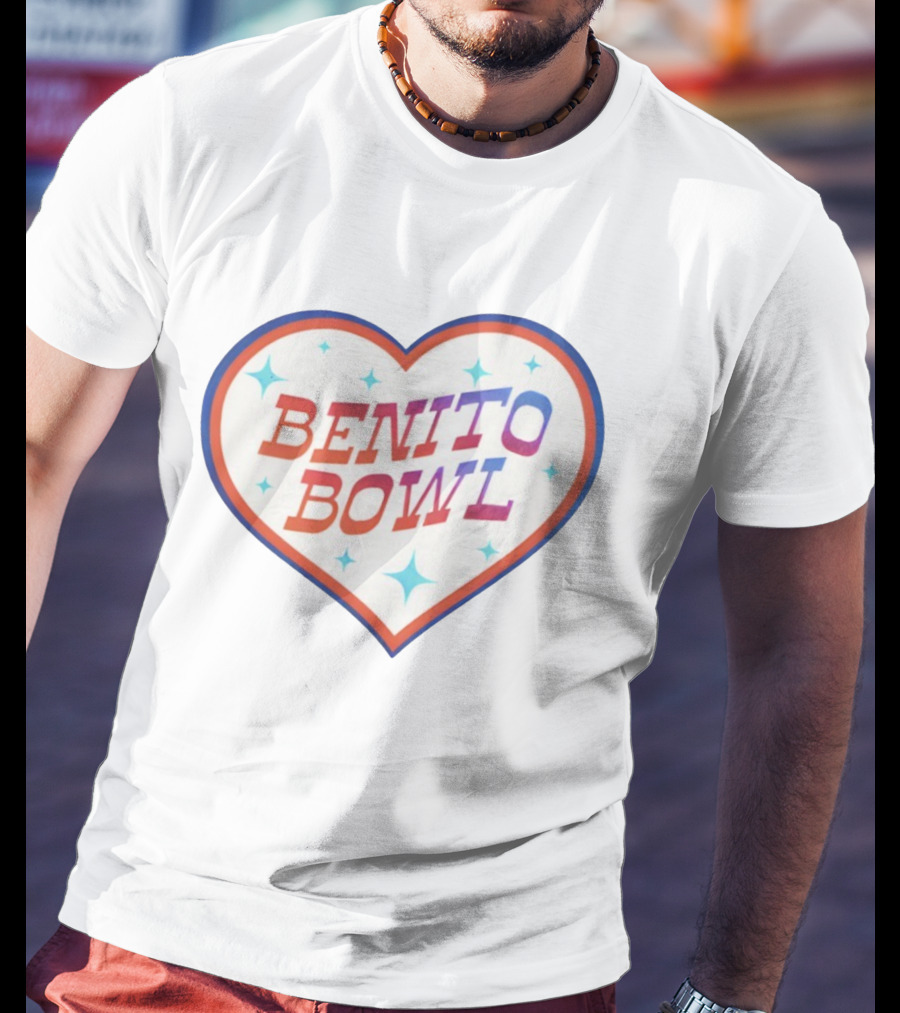 Benito Bowl Heart Design Football 2026 Super Bowl T-Shirt