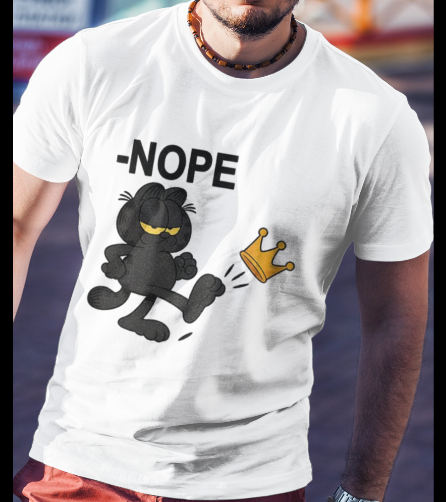 NOPE Black Cat Kicking Crown No Kings In America T-Shirt