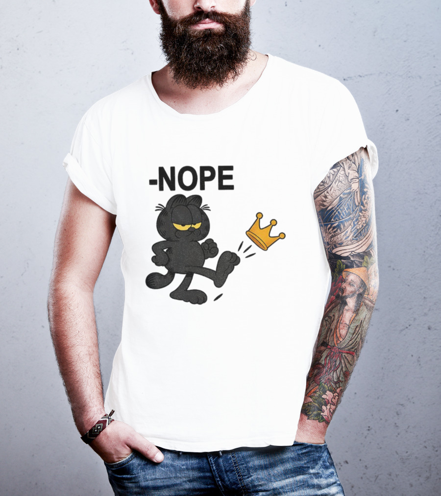 NOPE Black Cat Kicking Crown No Kings In America T-Shirt