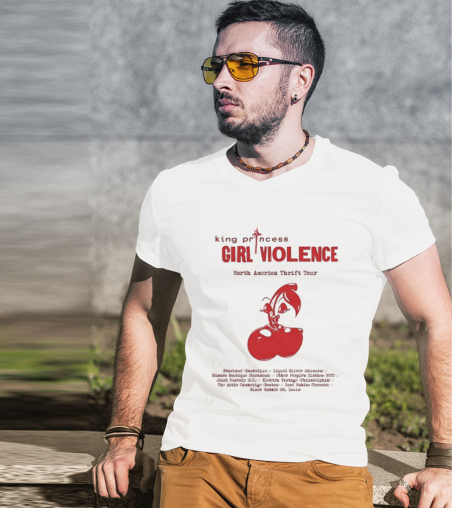 King Princess Girl Violence North America Thrift Tour Cherry Dates 2025 T-Shirt