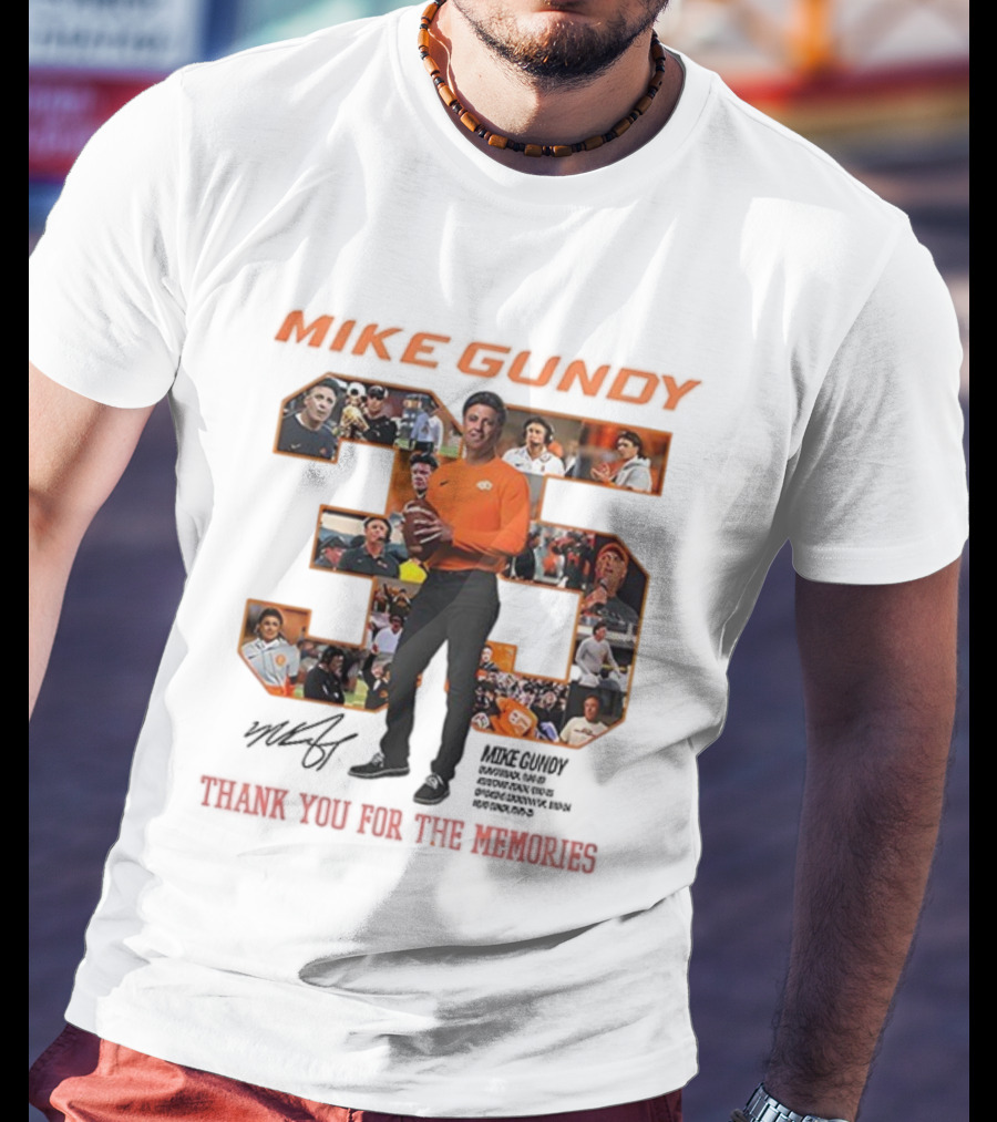 Mike Gundy 35 Years OSU Cowboy Football Thank You For The Memories T-Shirt