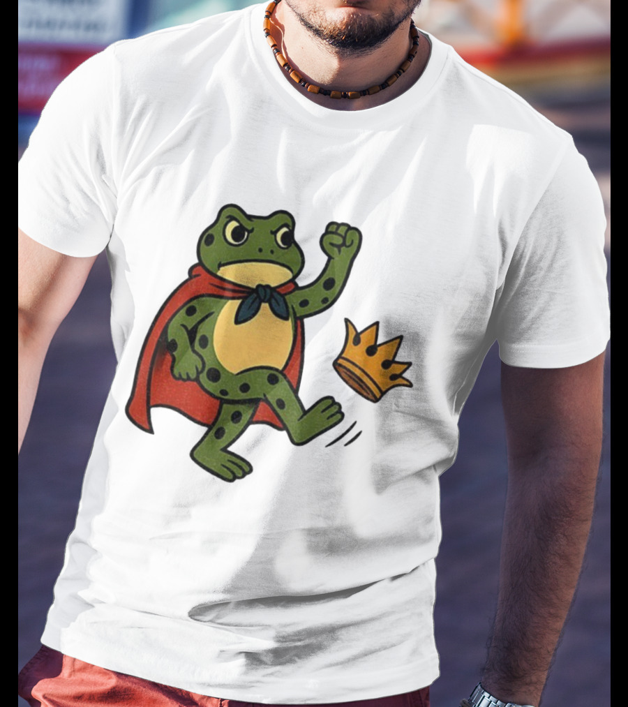Portland Frog No Kings In America Anti Trump Kicking Crown T-Shirt