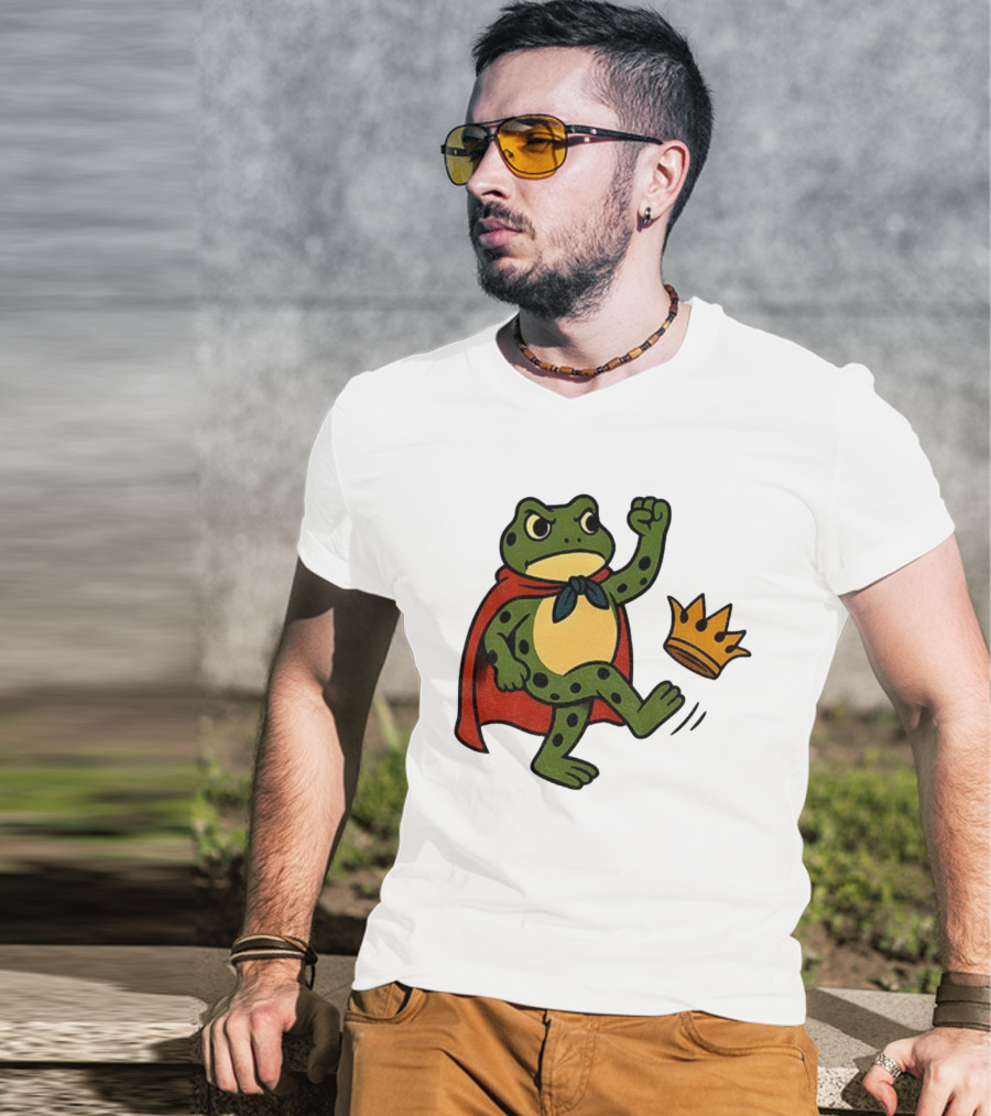 Portland Frog No Kings In America Anti Trump Kicking Crown T-Shirt