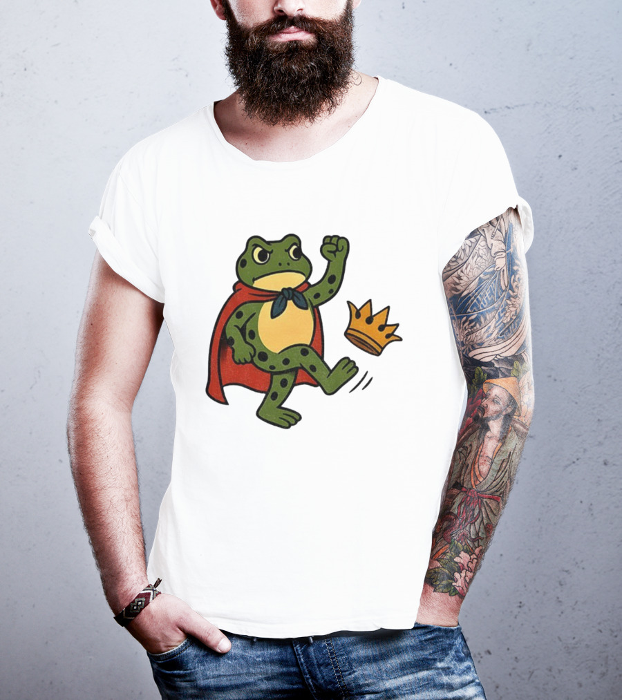 Portland Frog No Kings In America Anti Trump Kicking Crown T-Shirt