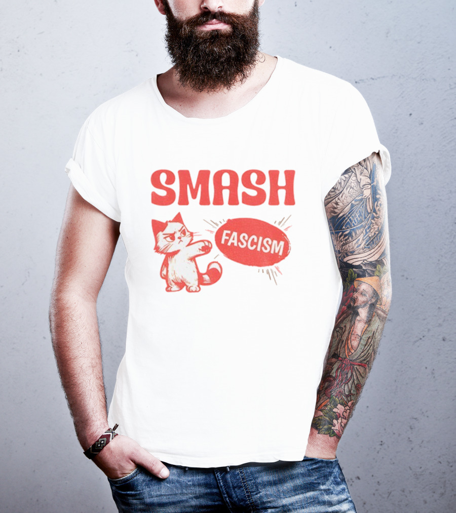 Smash Fascism Feminist Cat Paw Punch Activist Protest T-Shirt