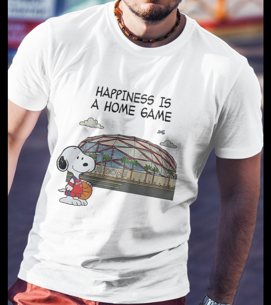 Snoopy Peanuts Happiness Is A Home Game Stadium Dome Basketball T-Shirt