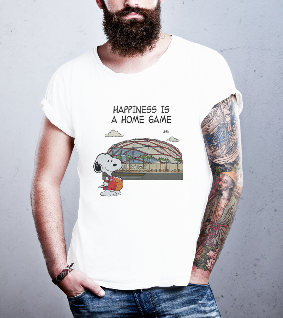 Snoopy Peanuts Happiness Is A Home Game Stadium Dome Basketball T-Shirt