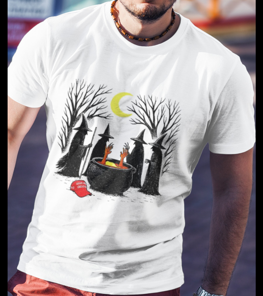 Spooky Witch Halloween Brewing Cauldron Make America Great Again Red Hat T-Shirt