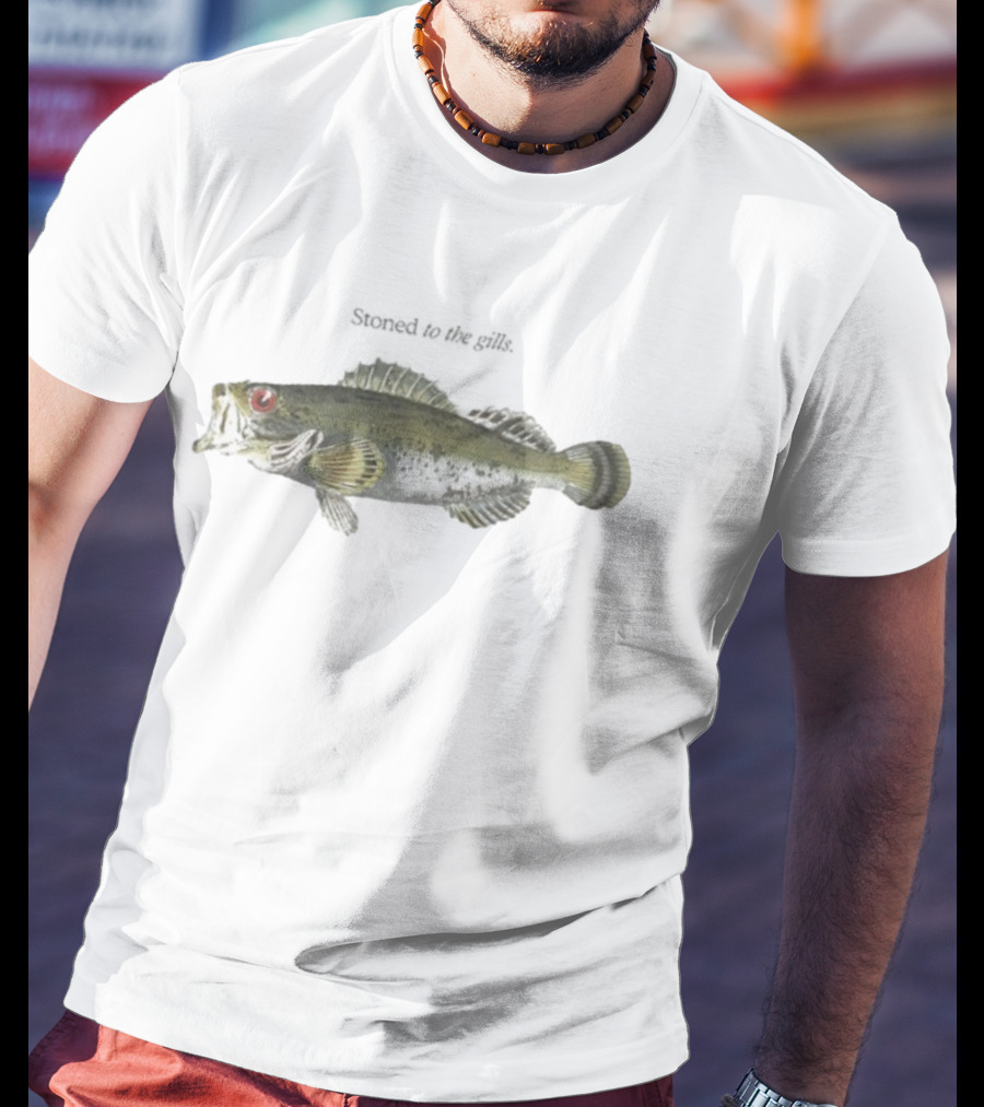 Stoned To The Gills Fish With Red Eye And Distinctive Pattern T-Shirt