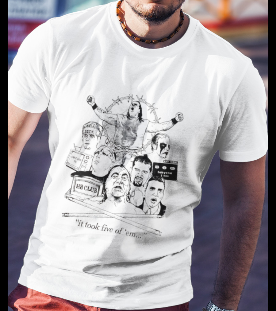 Zandig Jesus It Took Five Of Em Wrestling CZW Combat Zone Pro Wrestlers T-Shirt