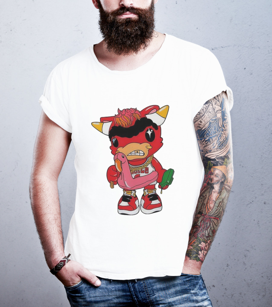 Benny The Bull Lil Benny 2025 Mascot Graphic Bulls Basketball Cartoon T-Shirt