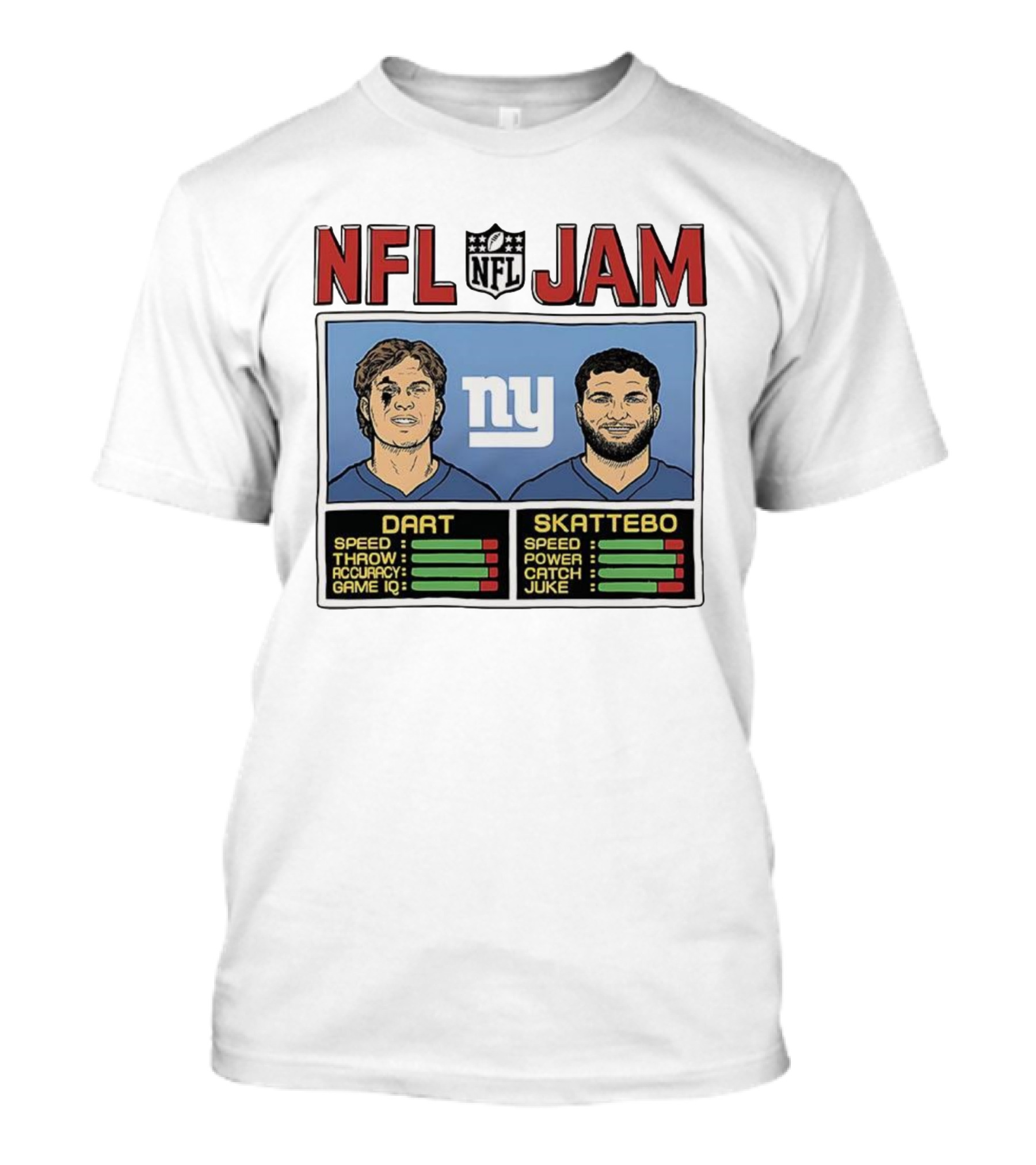 New York Giants NFL Jam Cam Skattebo Jaxson Dart Classic Video Game Theme T-Shirt
