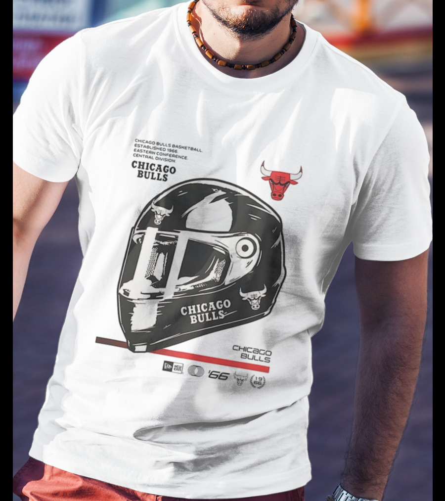 Chicago Bulls Basketball Est 1966 Eastern Conference Central Division Helmet T-Shirt