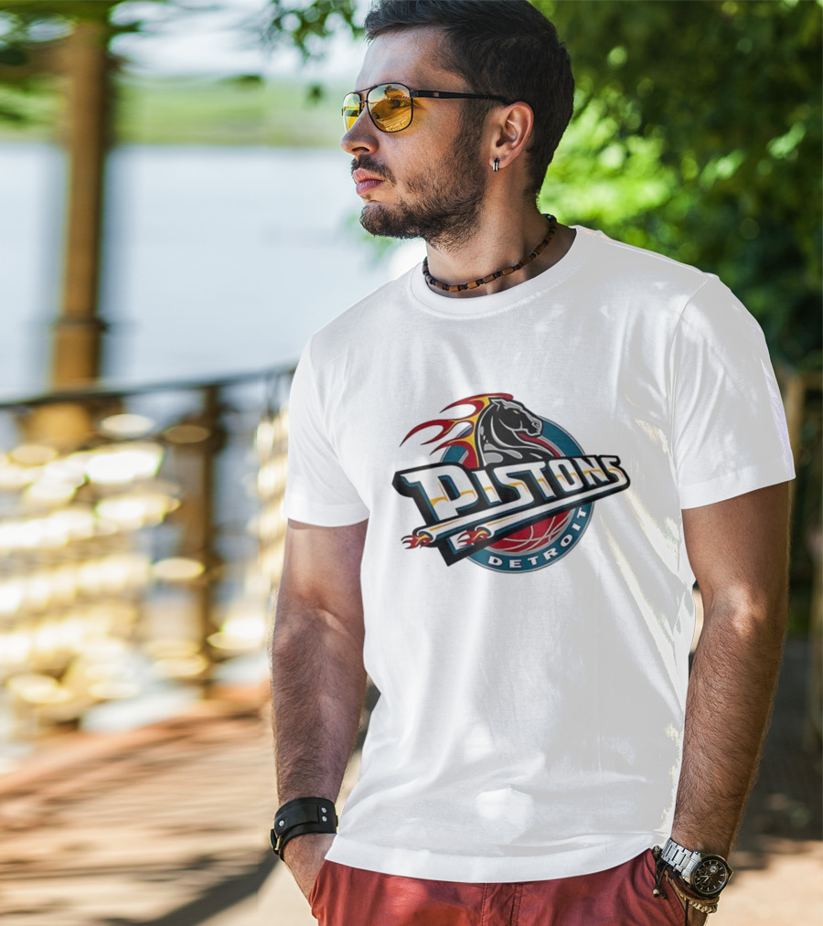 Detroit Pistons Retro Fire Horse Emblem T-Shirt