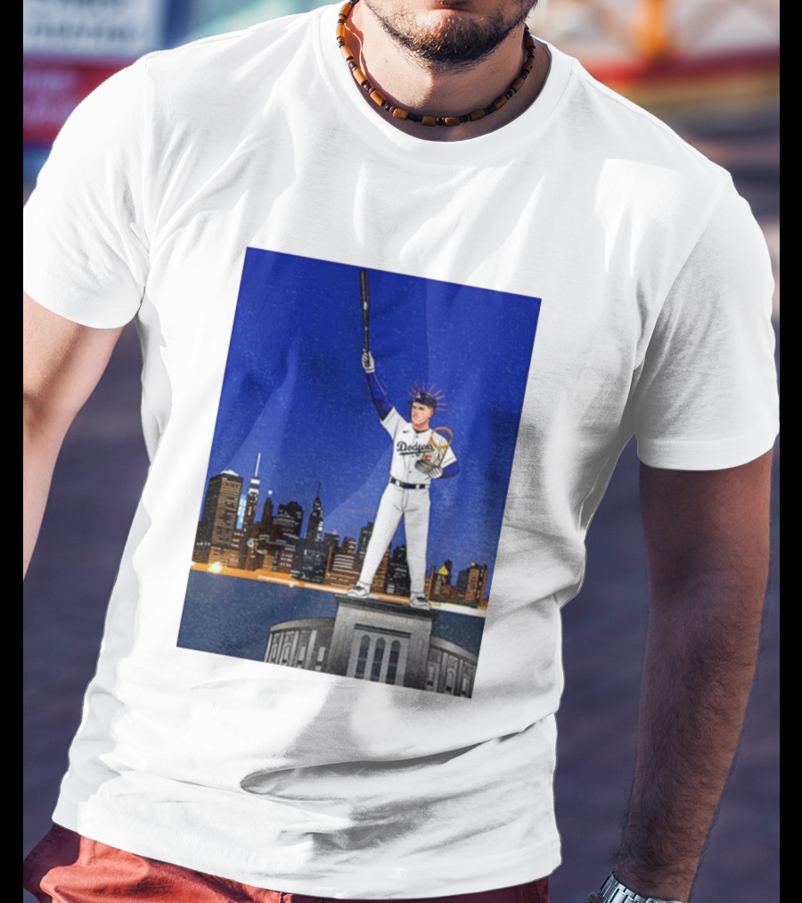 Freddie Freeman Dodgers Statue Of Liberty New York Skyline 2024 MVP T-Shirt