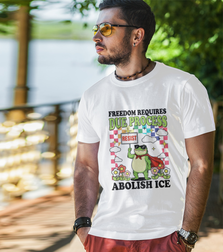 Freedom Requires Due Process Frog Resist Abolish ICE T-Shirt