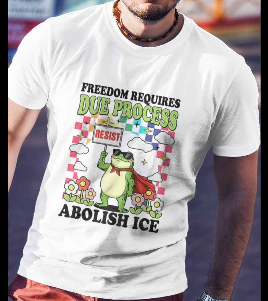 Freedom Requires Due Process Frog Resist Abolish ICE T-Shirt