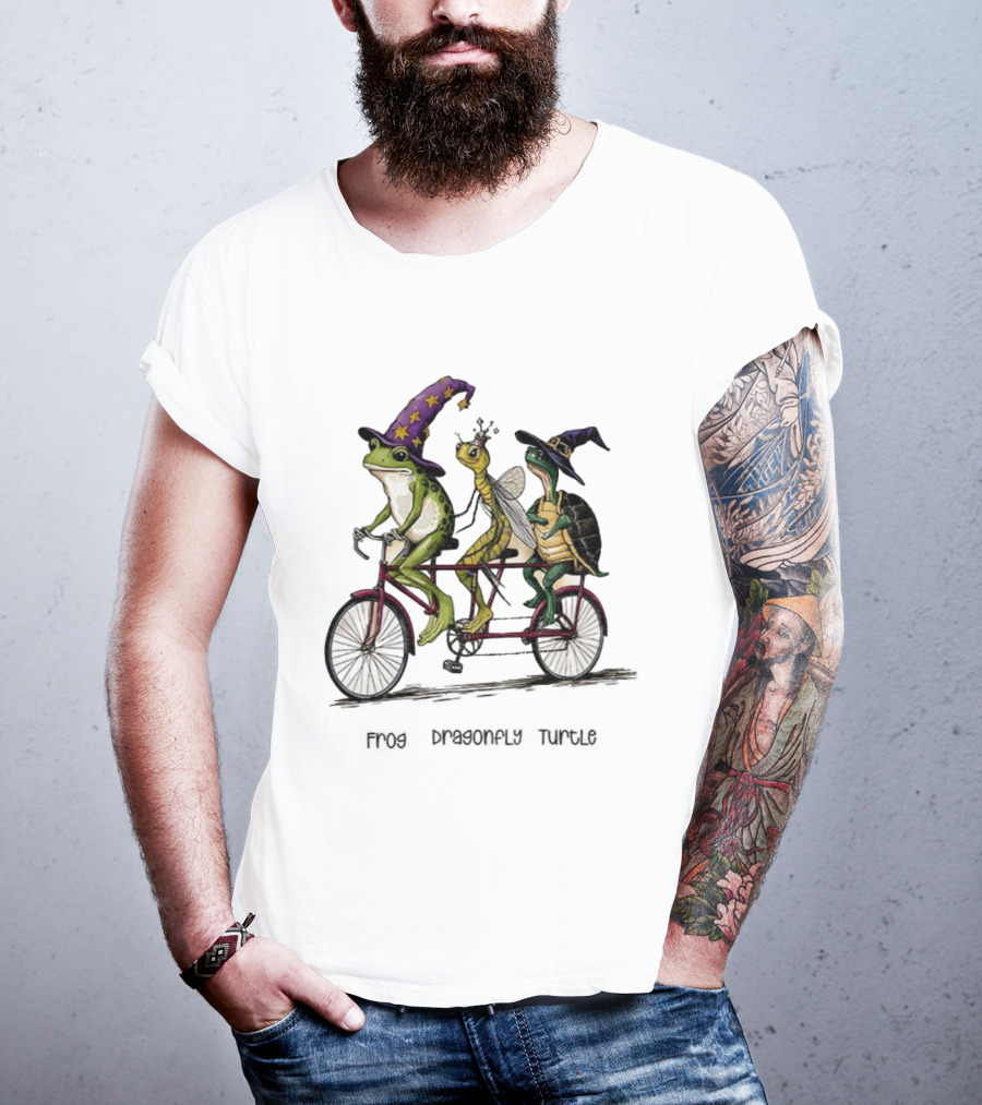 Witch Frog Dragonfly Turtle Halloween FDT Anti Trump Riding Bicycle T-Shirt