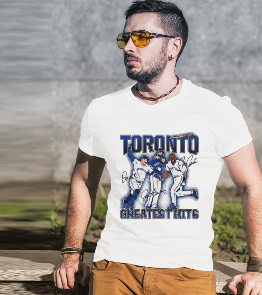 Toronto Blue Jays Joe Carter Jose Bautista George Springer Greatest Hits MLB Signatures T-Shirt