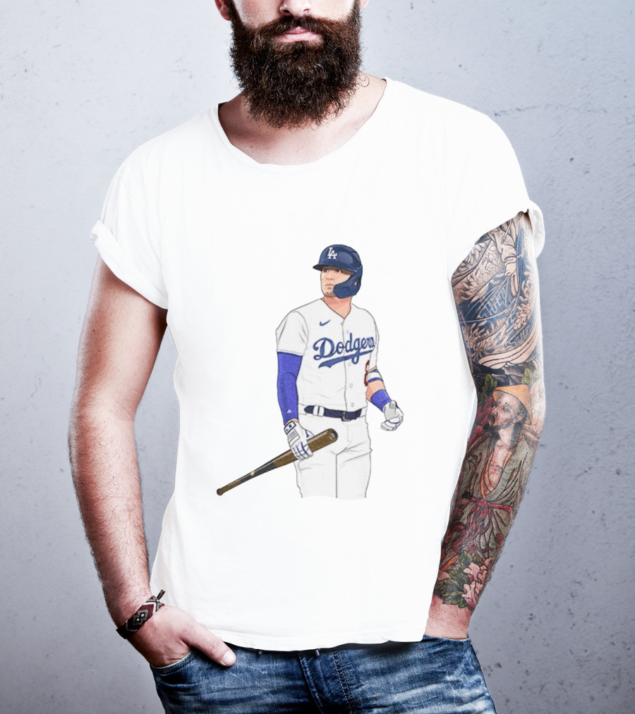 Kiké Hernández Los Angeles Dodgers #18 Baseball Player Illustration T-Shirt