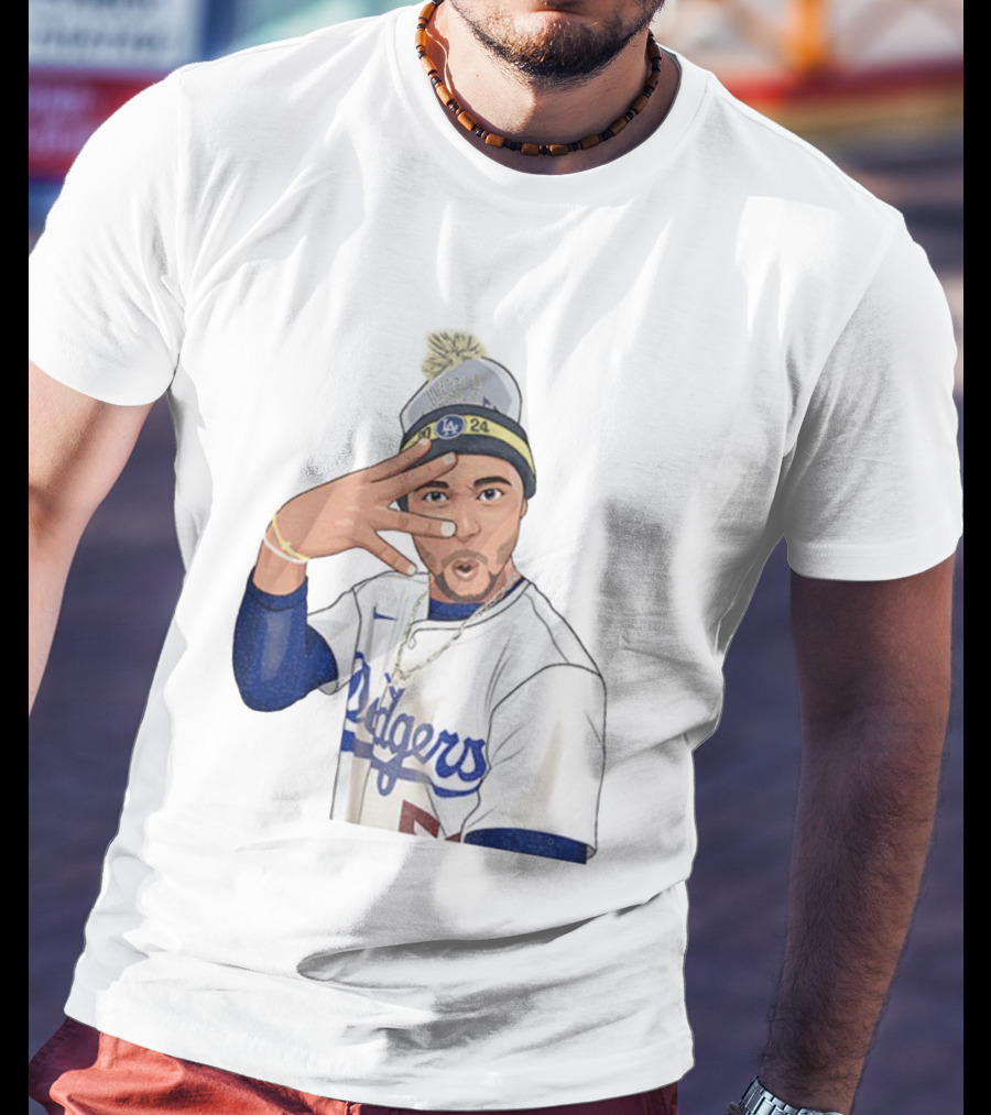 Mookie Betts Los Angeles Dodgers Pom-Pom Beanie Baseball 2024 T-Shirt