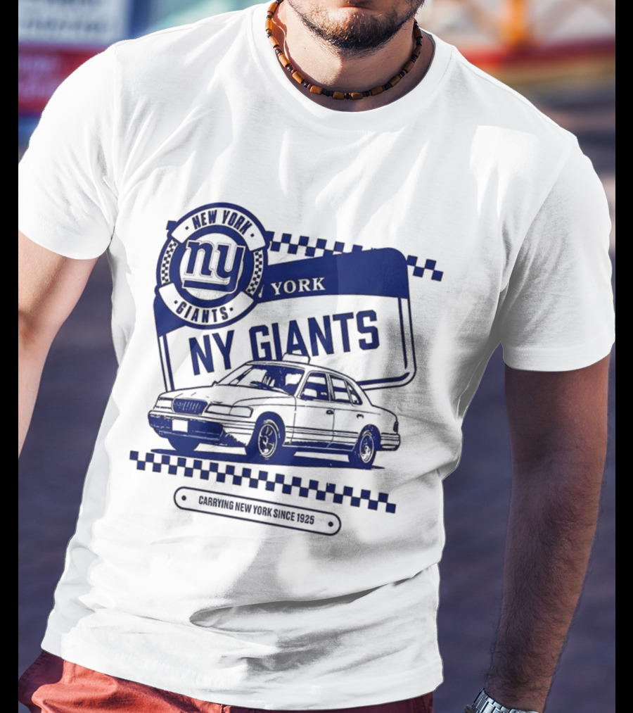 New York Giants NFL Carrying New York Since 1925 Taxi Vintage License Plate T-Shirt