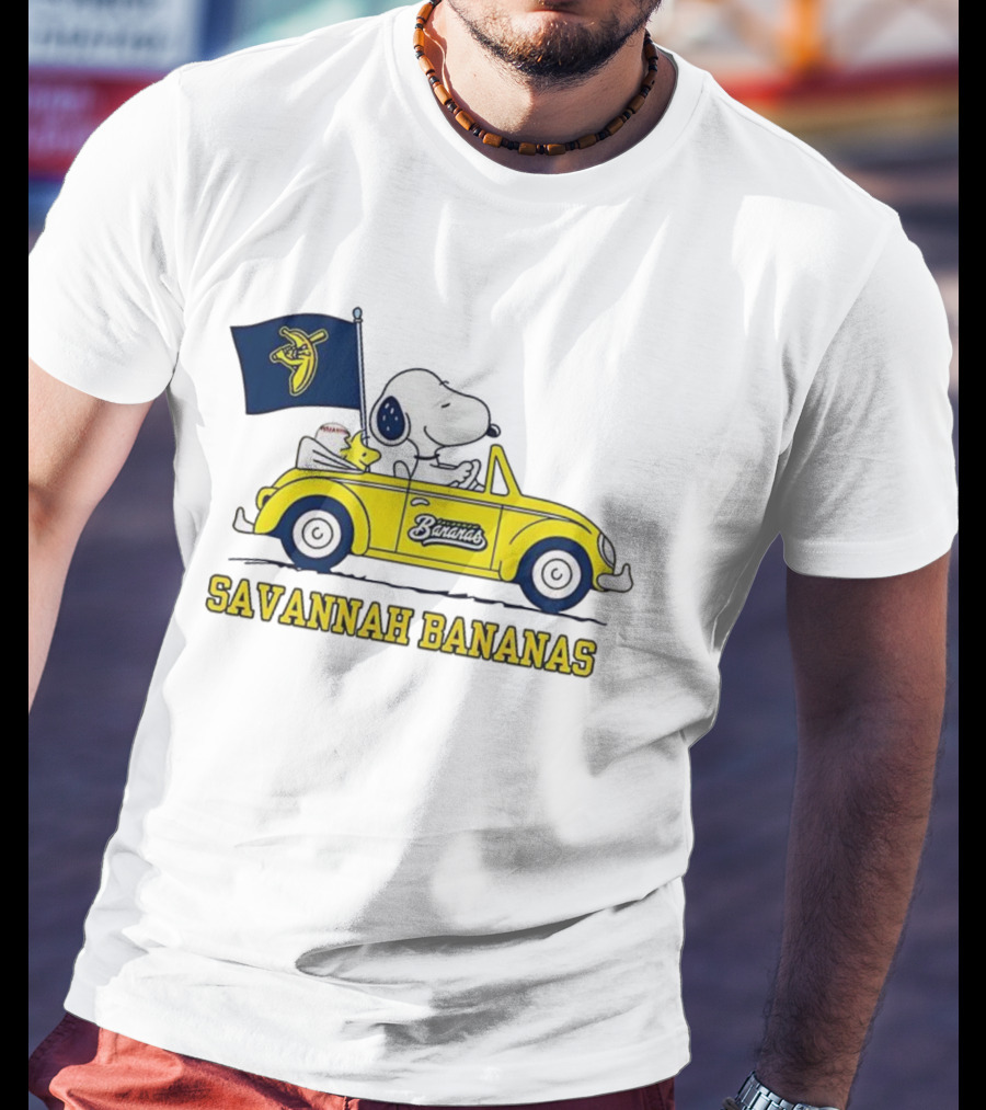Snoopy Woodstock Driving Savannah Bananas Baseball Car T-Shirt
