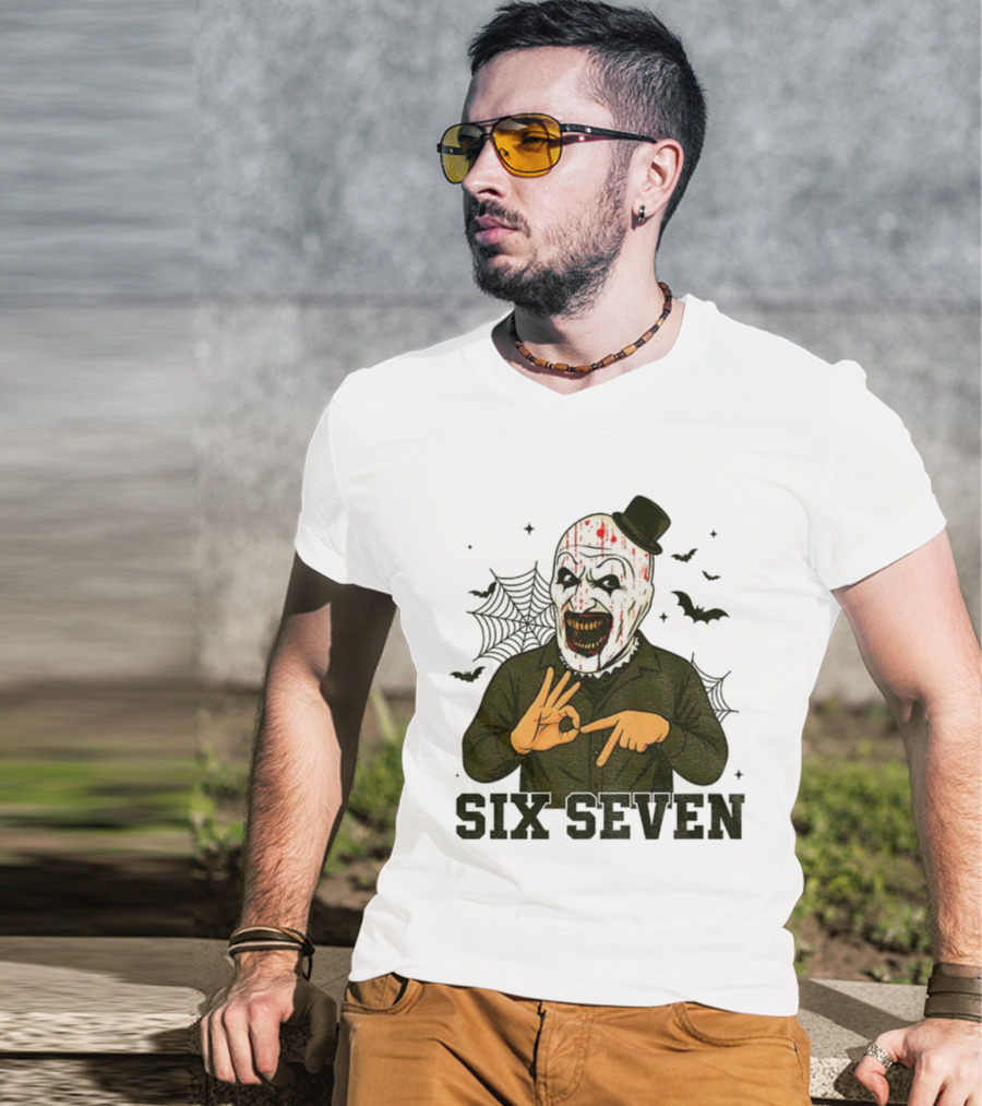 Terrifier Bundle Funny Halloween Six Seven Creepy Clown Costume T-Shirt