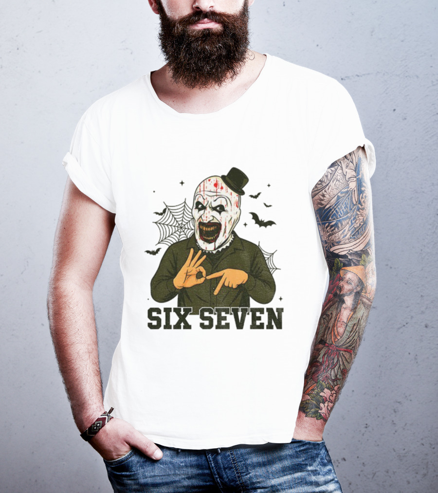 Terrifier Bundle Funny Halloween Six Seven Creepy Clown Costume T-Shirt