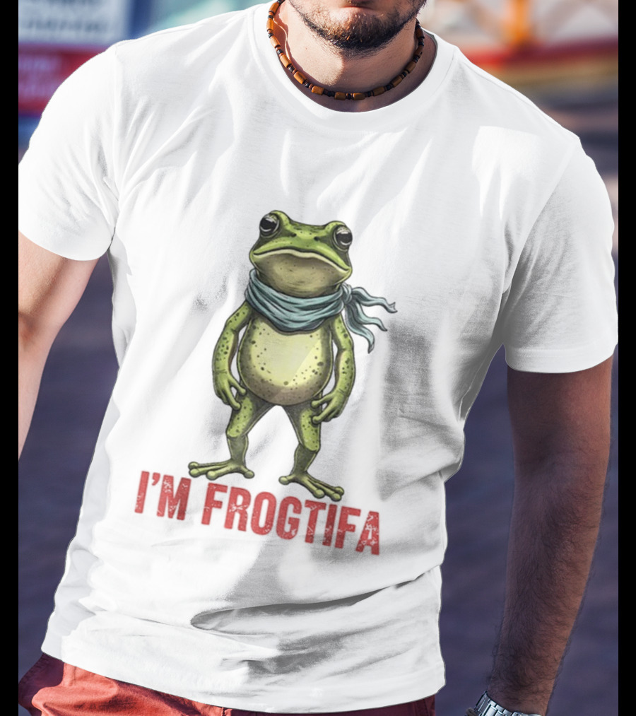 Portland Freedom Frog I’m Frogtifa Anti-ICE Resistance Scarf-Wearing Frog T-Shirt