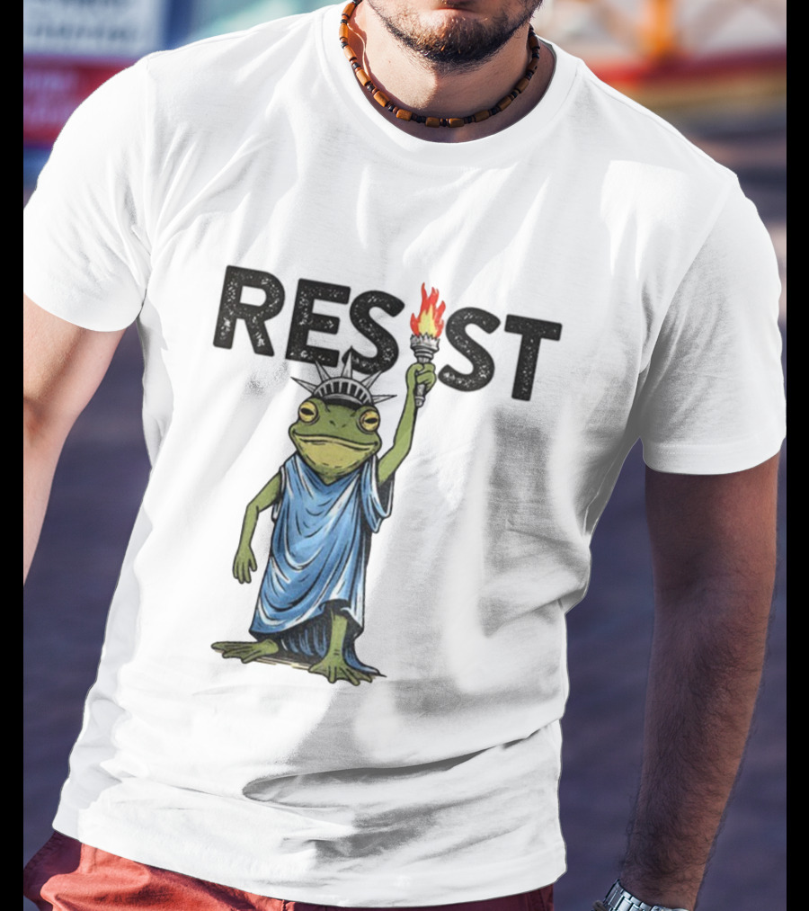 Portland Frog Resist Protest Statue Of Liberty Torch T-Shirt