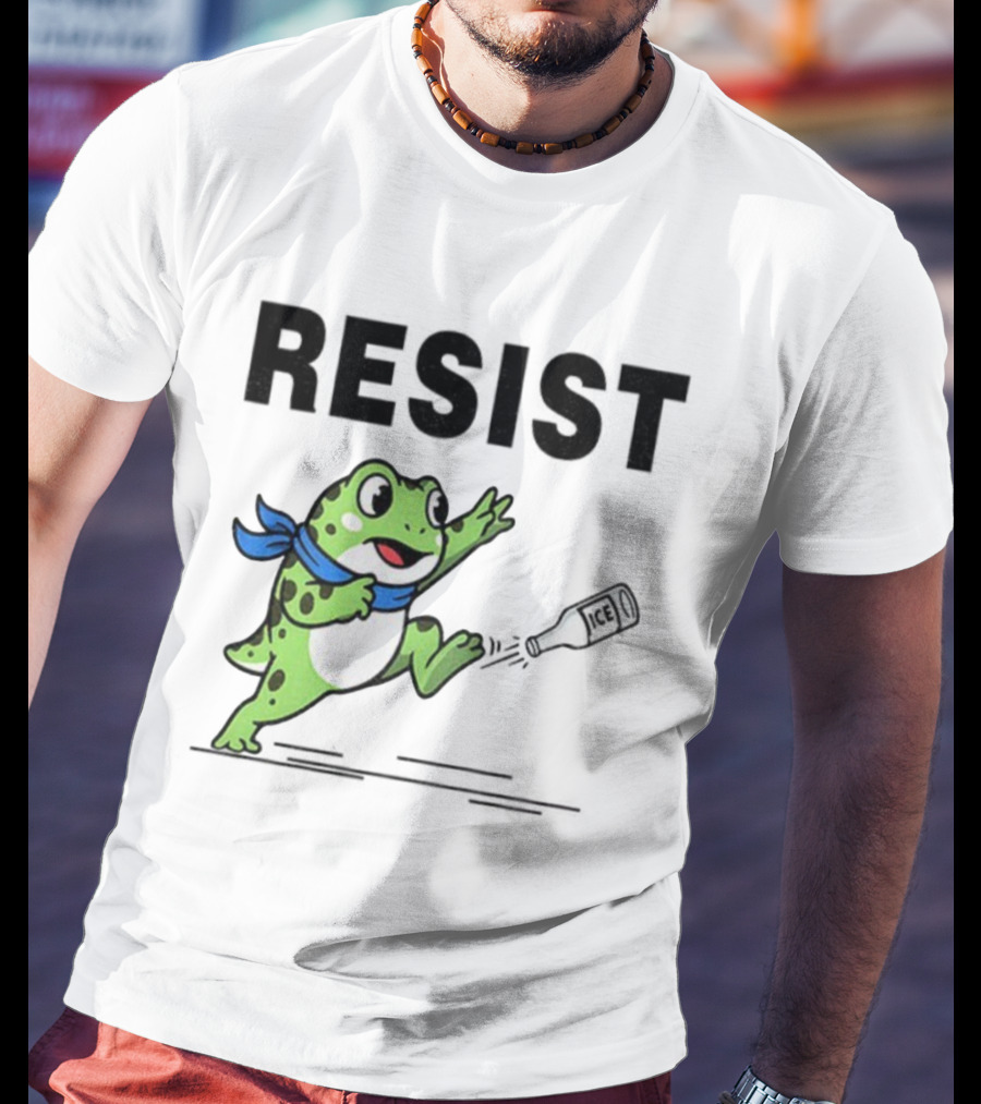 Portland Frog Resist Anti-ICE Protest Jumping Art T-Shirt